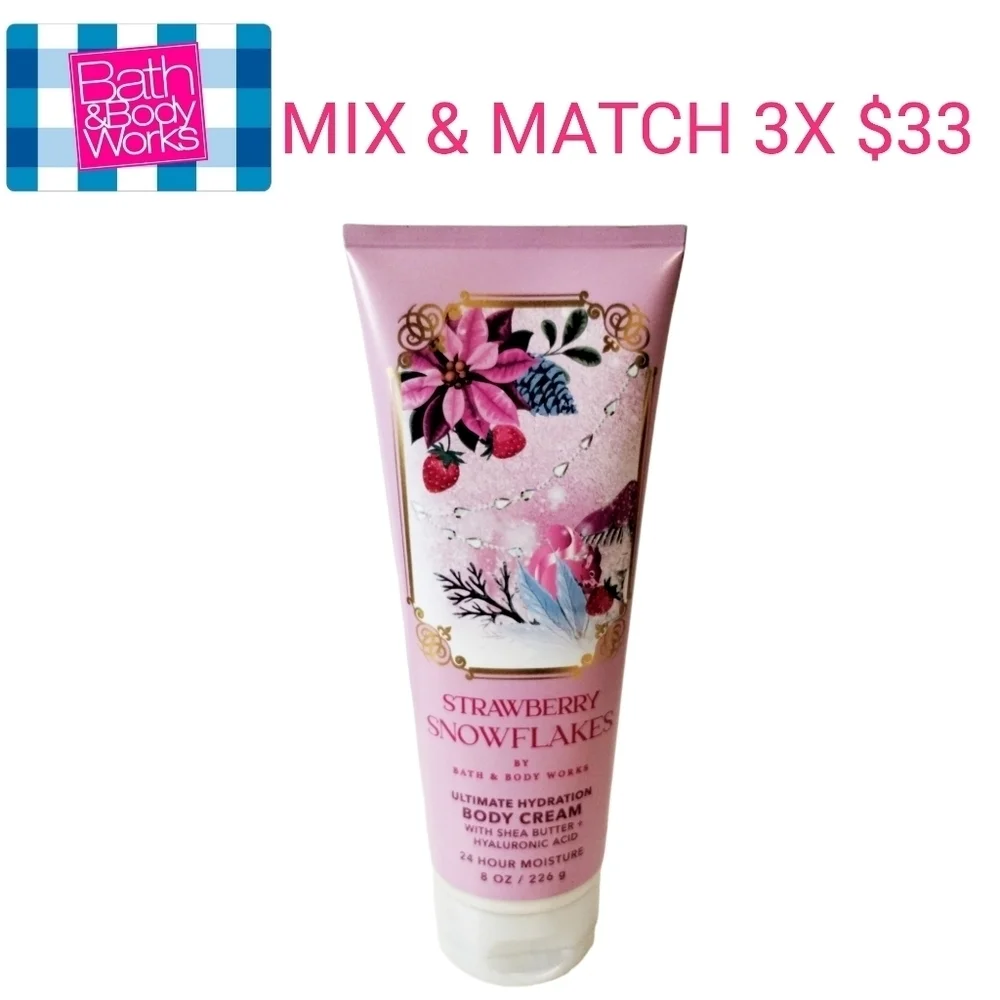 Bath and Body Works STRAWBERRY SNOWFLAKES Ultimate Hydrating Body Cream SALE!‎